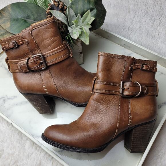 SOFFT By BORN Wyoming Brown Leather Ankle Boots Western Boho Comfort Size 7 - Picture 5 of 13